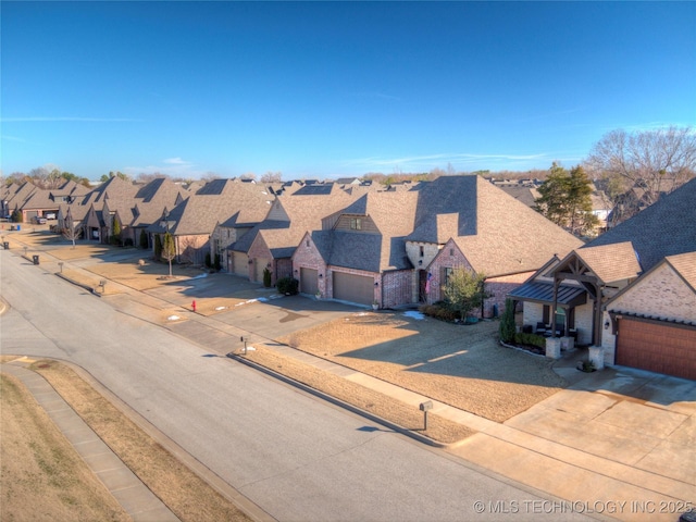 aerial view with a residential view