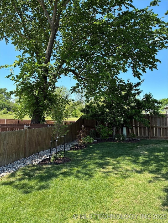 view of yard featuring a fenced backyard