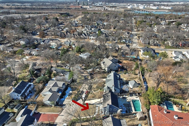 aerial view with a residential view