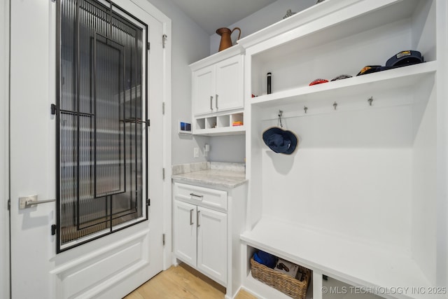 mudroom featuring light wood-style flooring