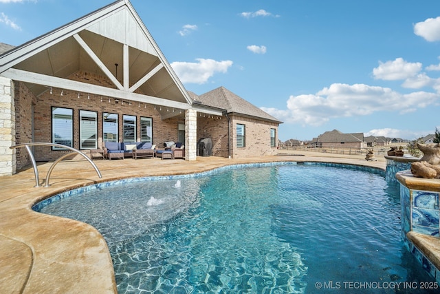 view of pool featuring a fenced in pool