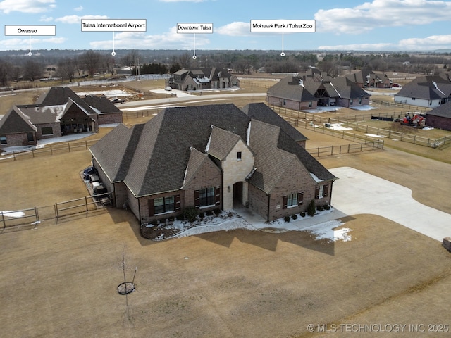 bird's eye view with a residential view