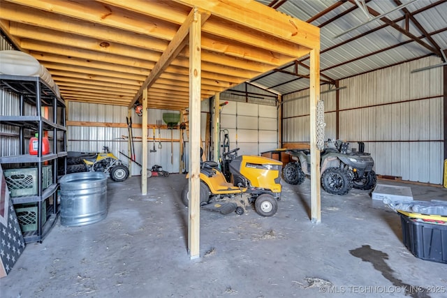 garage featuring metal wall