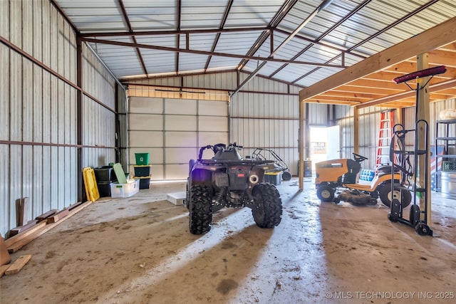 garage featuring metal wall