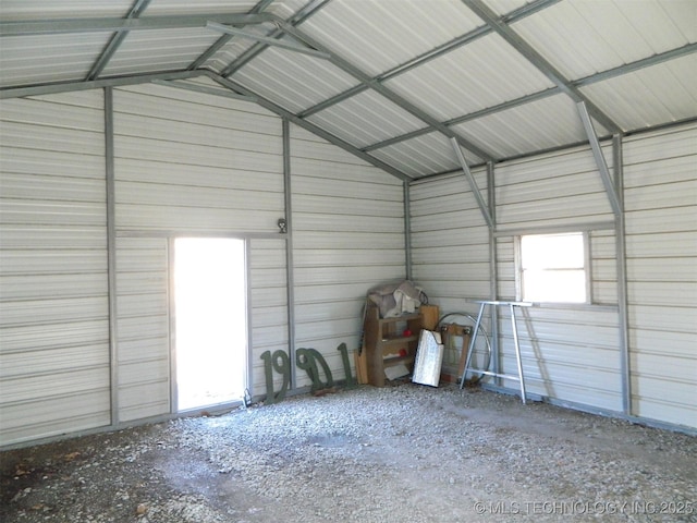garage featuring metal wall