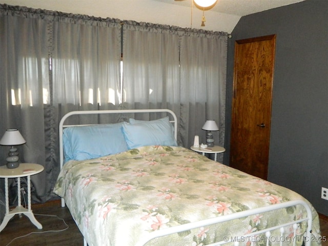 bedroom featuring vaulted ceiling