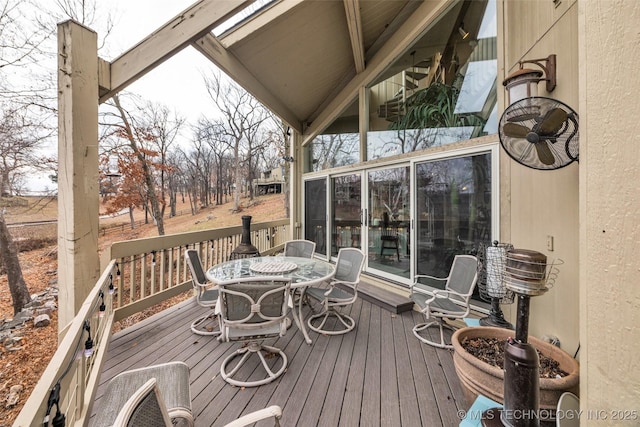29898 S 566th Rd Unit 411, Afton, OK 74331 - wooden terrace featuring outdoor dining space