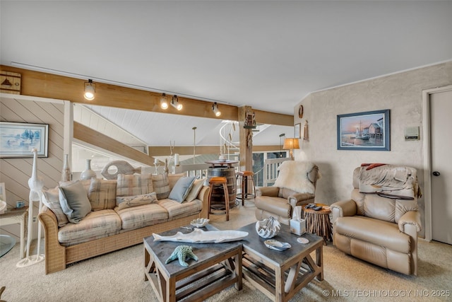 29898 S 566th Rd Unit 411, Afton, OK 74331 - living room with carpet flooring and beamed ceiling
