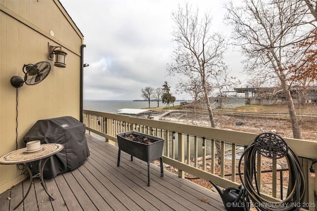 29898 S 566th Rd Unit 411, Afton, OK 74331 - wooden deck with a water view and a grill