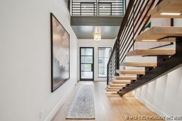 1641 E 32nd St, Tulsa, OK 74105 - entrance foyer with stairs and wood finished floors