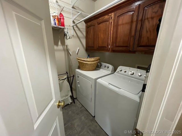 laundry room featuring cabinet space and separate washer and dryer