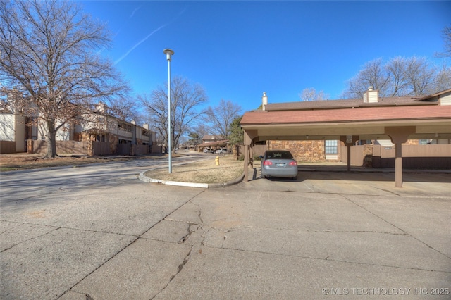 view of covered parking lot