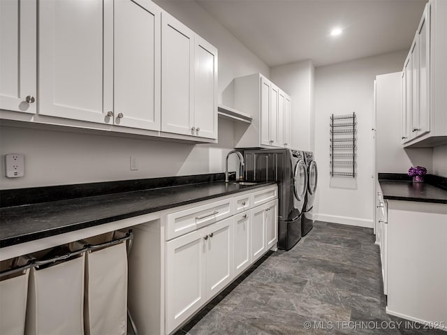 18420 E Persimmon Ln, Owasso, OK 74055 - washroom with washing machine and dryer, cabinet space, and recessed lighting