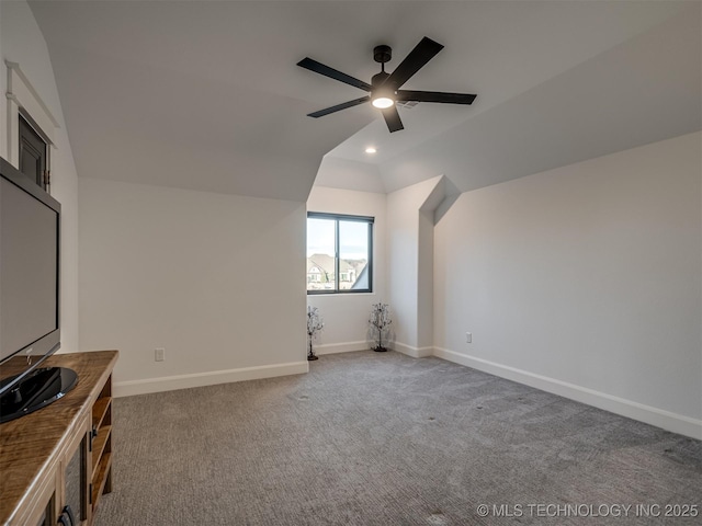 18420 E Persimmon Ln, Owasso, OK 74055 - bonus room with vaulted ceiling, ceiling fan, carpet floors, and recessed lighting