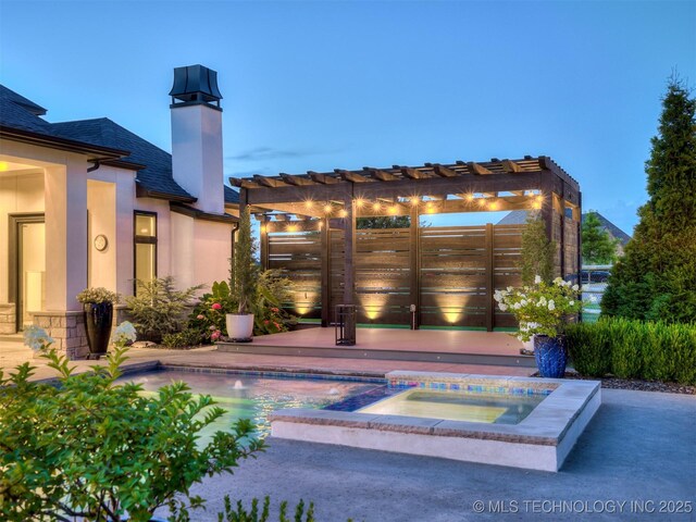 18420 E Persimmon Ln, Owasso, OK 74055 - view of patio featuring a pergola, an in-ground hot tub, and an outdoor pool