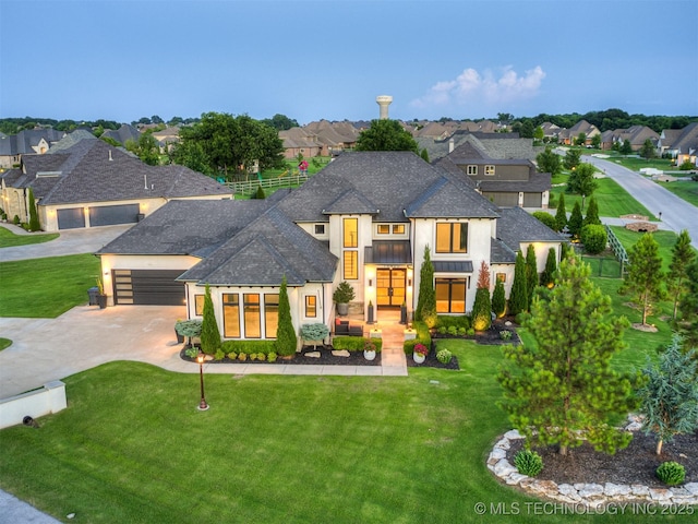 18420 E Persimmon Ln, Owasso, OK 74055 - view of front facade featuring stucco siding, driveway, roof with shingles, and a residential view