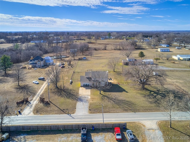 drone / aerial view with a rural view