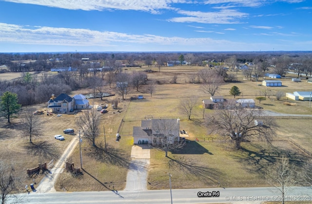 aerial view with a rural view