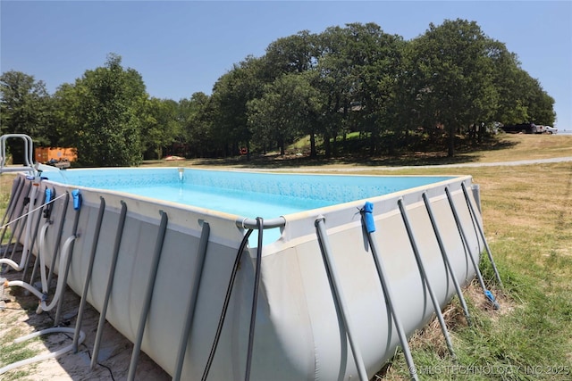 outdoor pool with a lawn