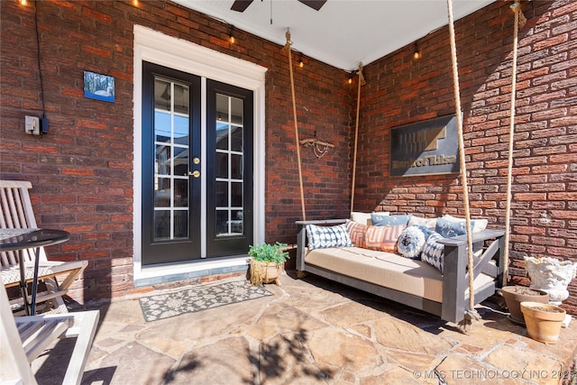 view of patio / terrace featuring an outdoor hangout area and french doors