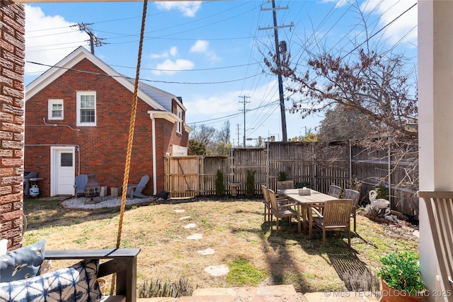 view of yard with a fenced backyard