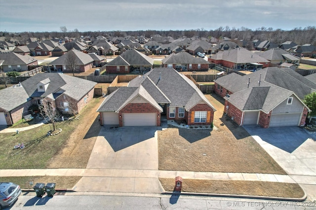 aerial view with a residential view