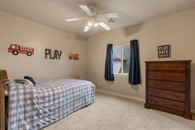 11870 S Oswego Ave, Tulsa, OK 74137 - bedroom featuring light colored carpet, baseboards, and a ceiling fan