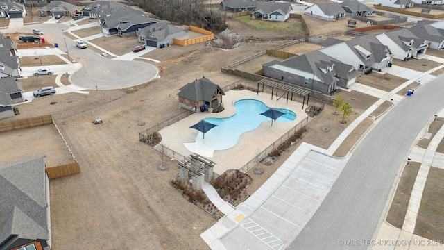 bird's eye view with a residential view