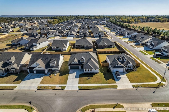 bird's eye view with a residential view