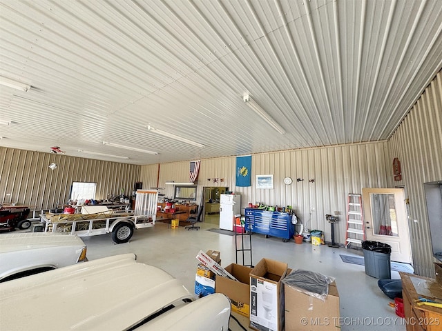 garage featuring metal wall