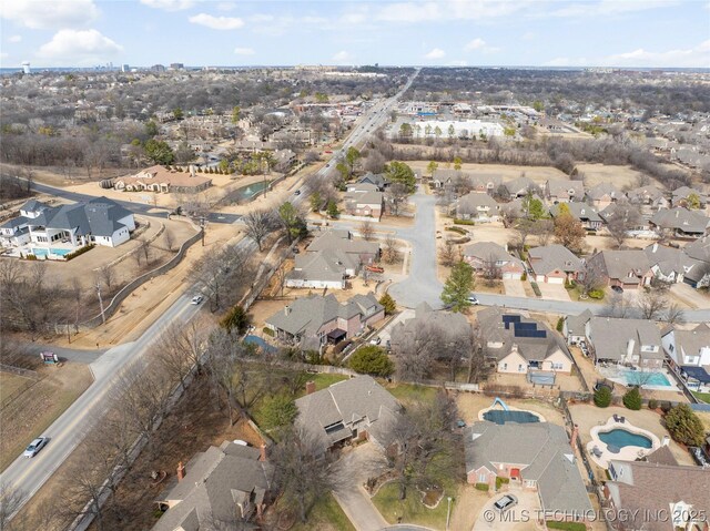 aerial view featuring a residential view