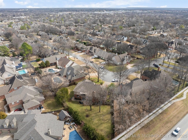 aerial view featuring a residential view