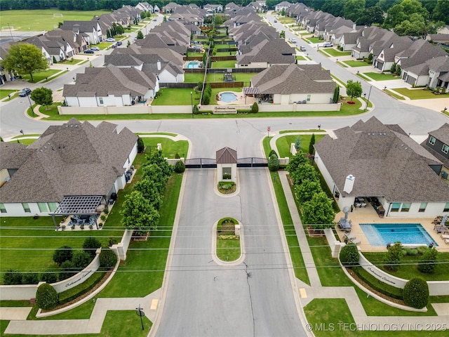 aerial view with a residential view