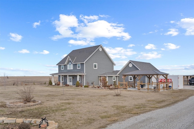 view of front of property with a gazebo