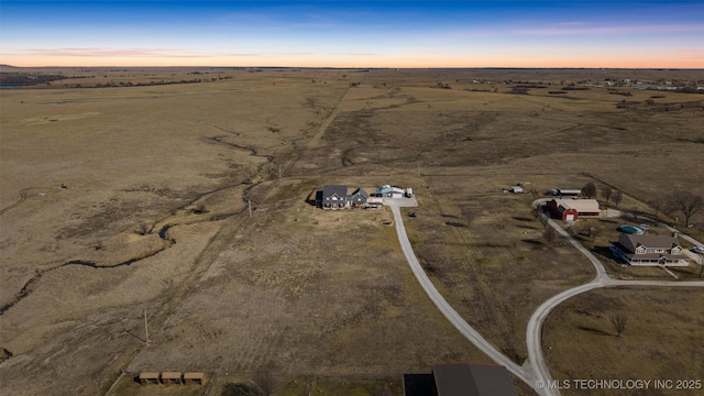 drone / aerial view with a rural view