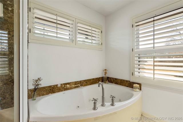 bathroom with a jetted tub