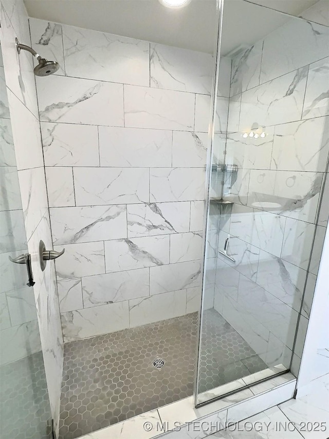 bathroom featuring a shower stall