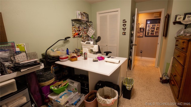 office area featuring light speckled floor