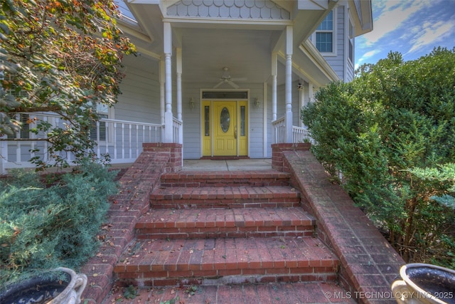 doorway to property with a porch