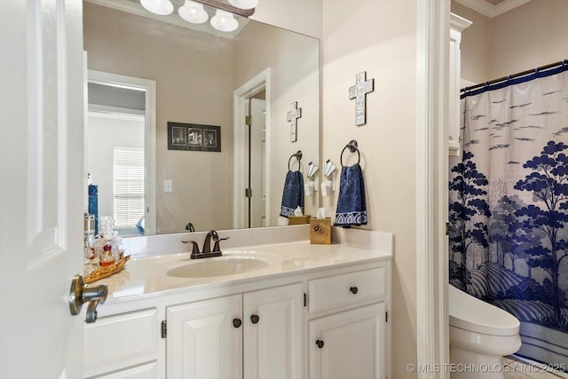 full bathroom with vanity and toilet