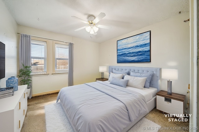 bedroom featuring ceiling fan