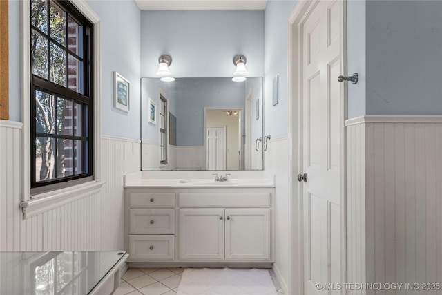 bathroom featuring wainscoting and vanity