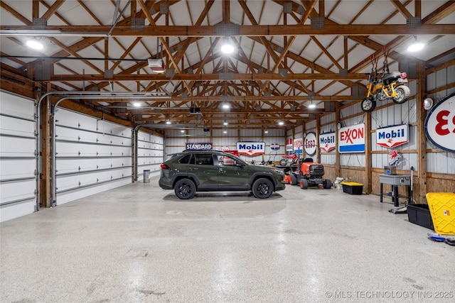 garage featuring metal wall