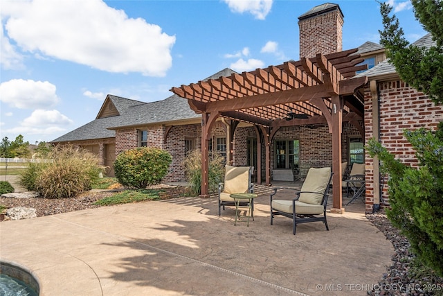 view of patio / terrace featuring a pergola