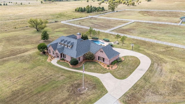 drone / aerial view featuring a rural view