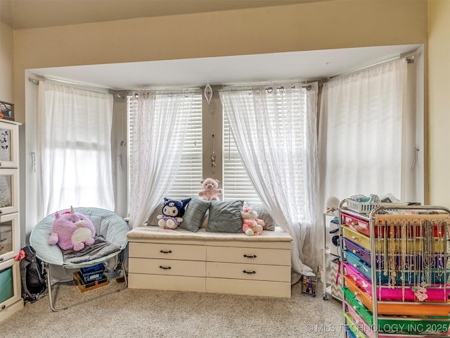 game room featuring carpet floors and a healthy amount of sunlight