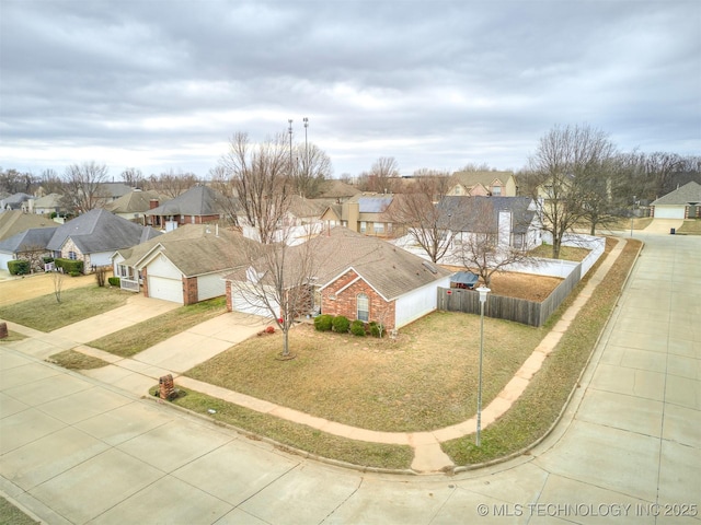 drone / aerial view with a residential view