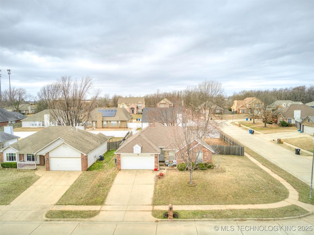 bird's eye view featuring a residential view