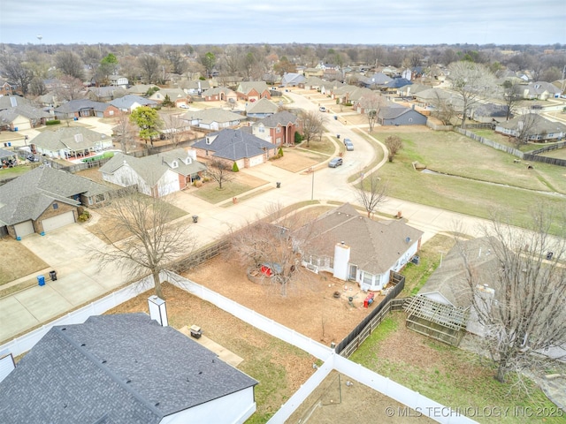 aerial view with a residential view