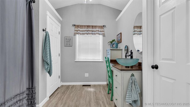 36953 US Highway 70, Bennington, OK 74723 - entryway featuring lofted ceiling, light wood-style flooring, and baseboards